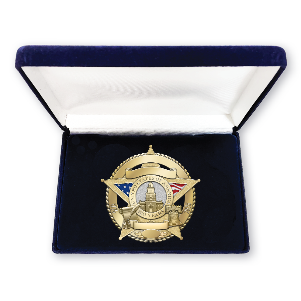 250th Anniversary Independence Hall Badge and Presentation Box