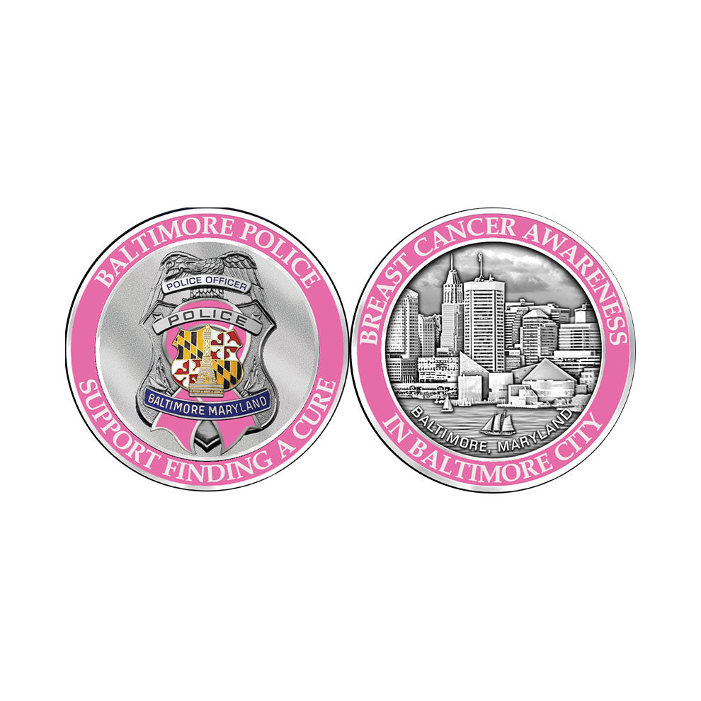 Baltimore Police Department Breast Cancer Badge, Coin and Pin Set
