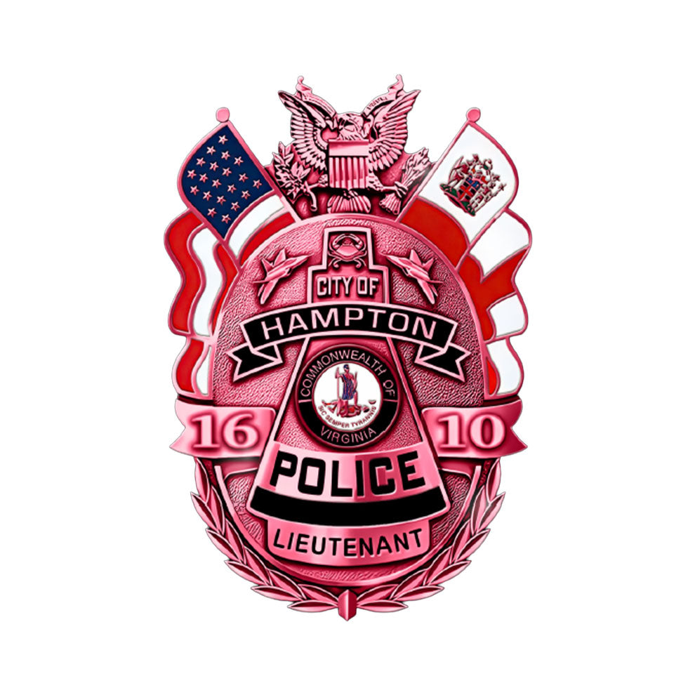 Hampton Police Breast Cancer Badge in Deluxe Presentation Box