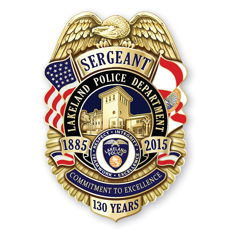 Lakeland Police Department 130th Anniversary/Memorial Badge, Coin and Pin Set
