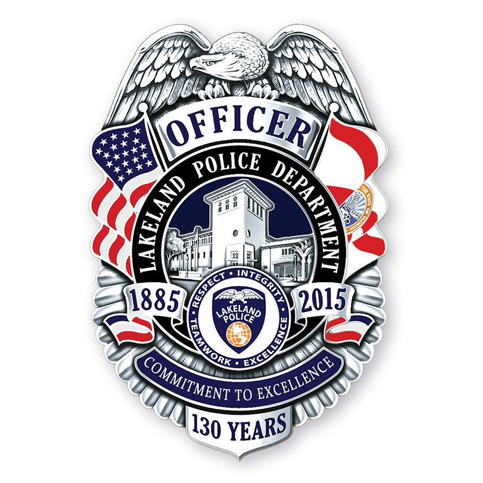 Lakeland Police Department 130th Anniversary/Memorial Badge, Coin and Pin Set