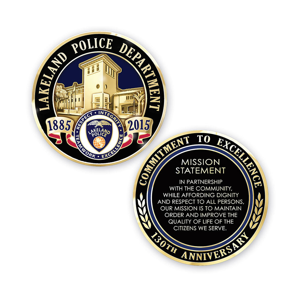 Lakeland Police Department 130th Anniversary/Memorial Badge, Coin and Pin Set