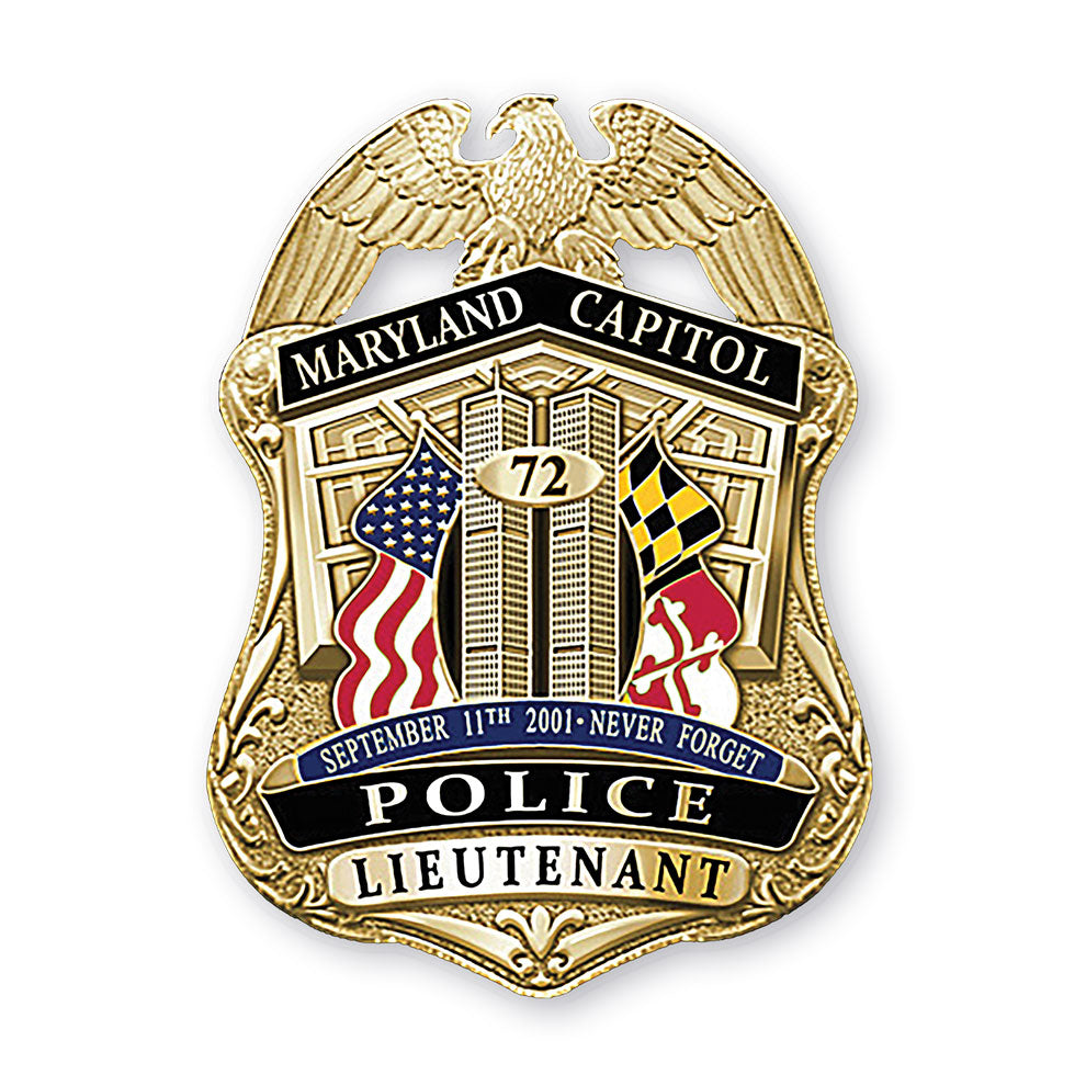 Maryland Capitol Police 9-11 Never Forget Badge and Presentation Box