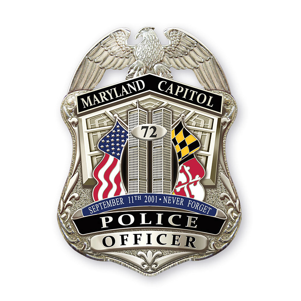 Maryland Capitol Police 9-11 Never Forget Badge and Presentation Box