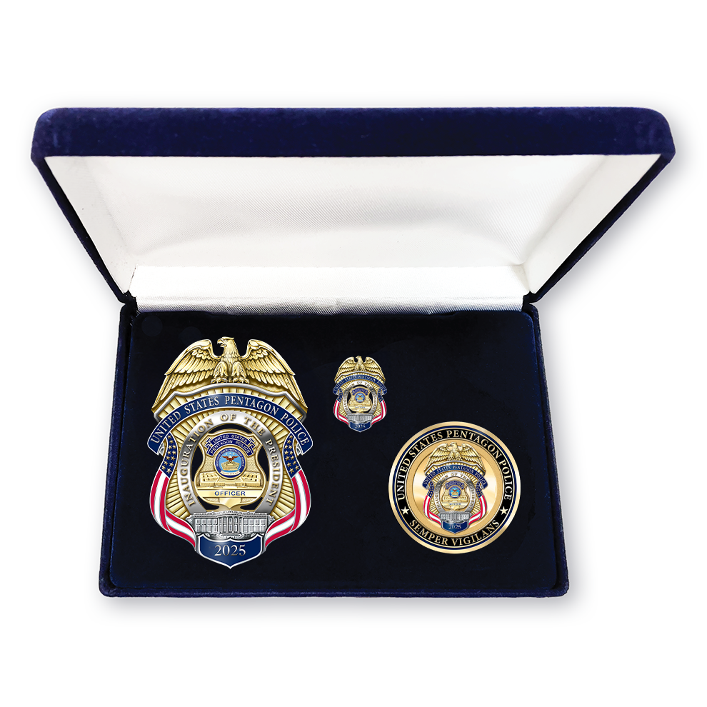 Pentagon Police 2025 Inauguration Badge, Coin and Pin Set