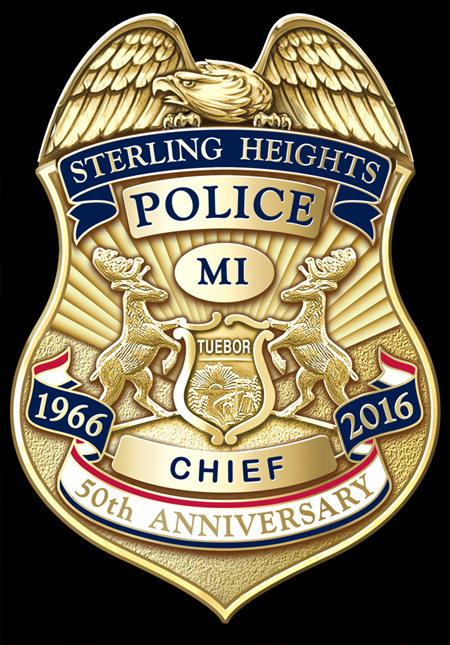 Sterling Heights Police 50th Anniversary Badge: Gold