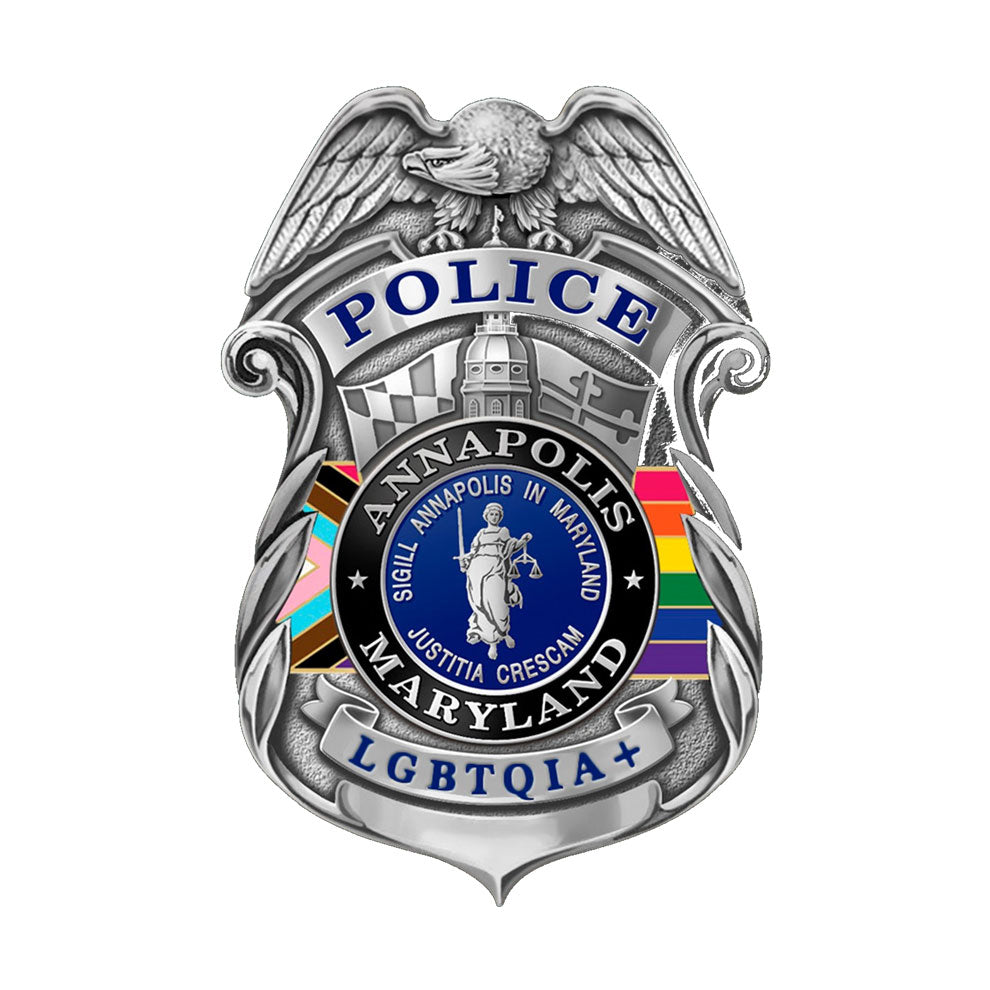 Annapolis Police Department LGBTQIA+ Pride Badge in Deluxe Presentation Box