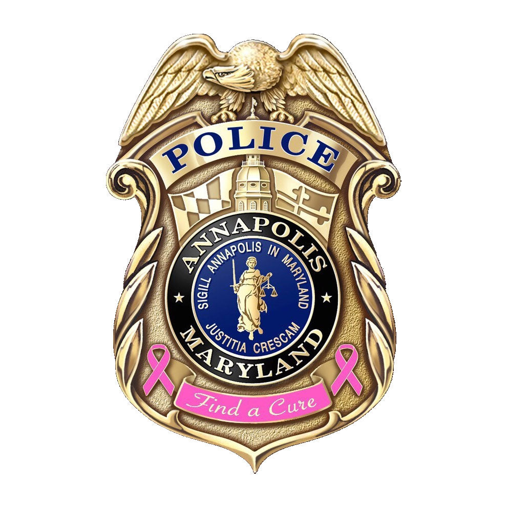 Annapolis Police Department Find a Cure Badge in Deluxe Presentation Box