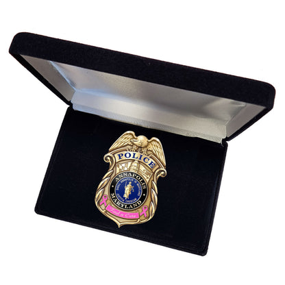 Annapolis Police Department Find a Cure Badge in Deluxe Presentation Box