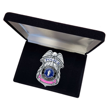 Annapolis Police Department Find a Cure Badge in Deluxe Presentation Box