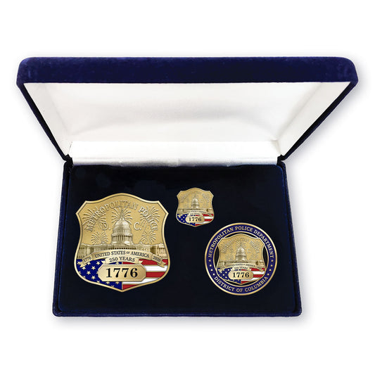 MPD 250th Anniversary of the United States Badge, Coin and Pin Set