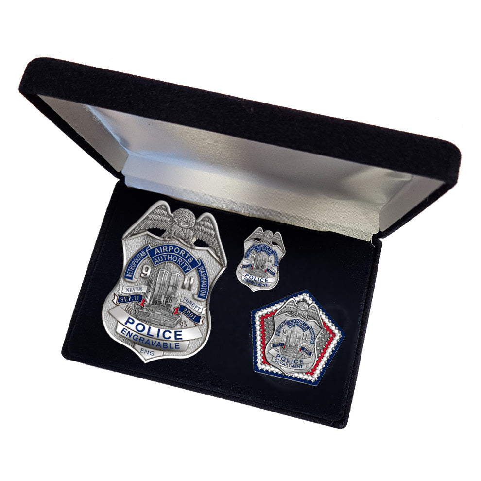 MWAA September 11th 25th Anniversary Police Badge, Coin, and Pin Set