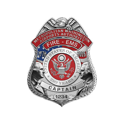 MWAA America's 250th Anniversary Fire/EMS Badge in Presentation Box