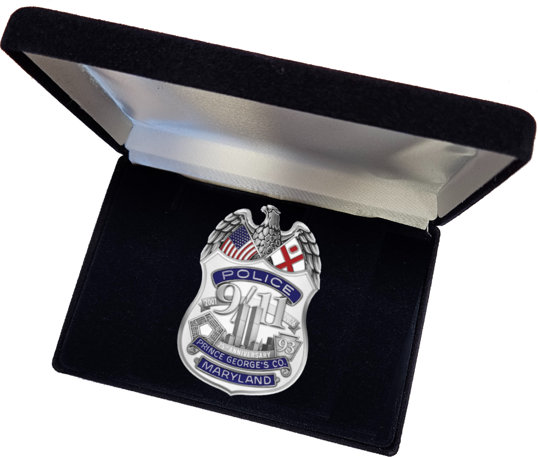 Prince George's County Police Department 9/11 25th Anniversary Badge in Deluxe Presentation Case