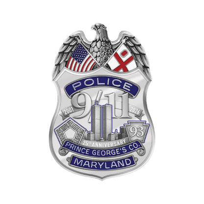 Prince George's County Police Department 9/11 25th Anniversary Badge in Deluxe Presentation Case