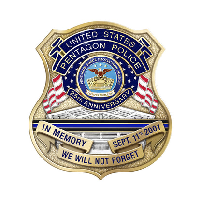 Pentagon Police 25th Anniversary of 9/11 Badge, Coin and Pin Set